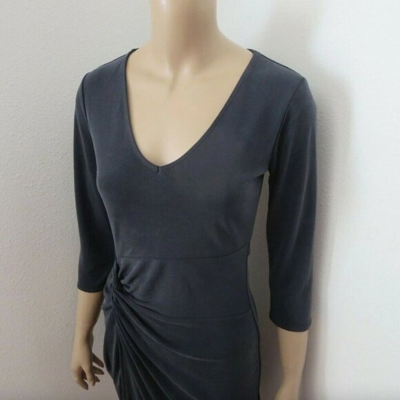 NWT Abercrombie Womens Knot Front T-Shirt Tee Dress Size XS S Gray 3/4 Sleeve - Picture 4 of 7